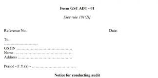 GST Department Starts Sending Audit Notice ADT-01 for AY 2017-18 & 2018-19 - List of Documents Seeked