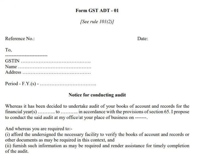 GST Department Starts Sending Audit Notice ADT-01 for AY 2017-18 & 2018-19 – List of Documents Seeked